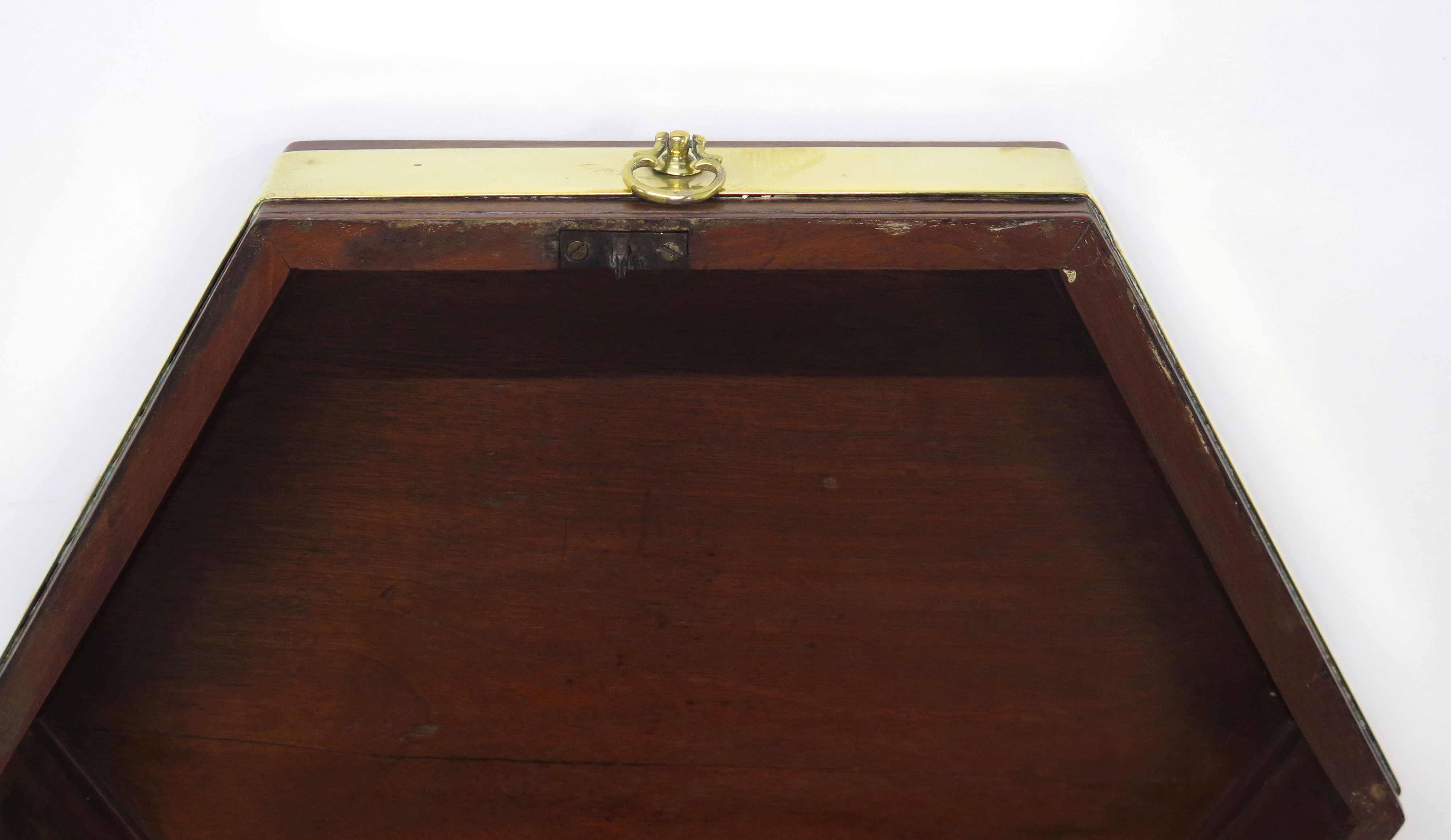 Georgian Mahogany Hexagonal Cellarette with Wide Brass Bands