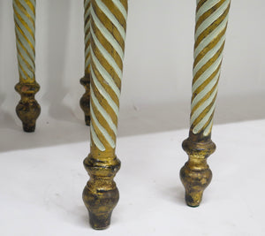 Neoclassic Style Painted Console Tables with Faux Marble Tops