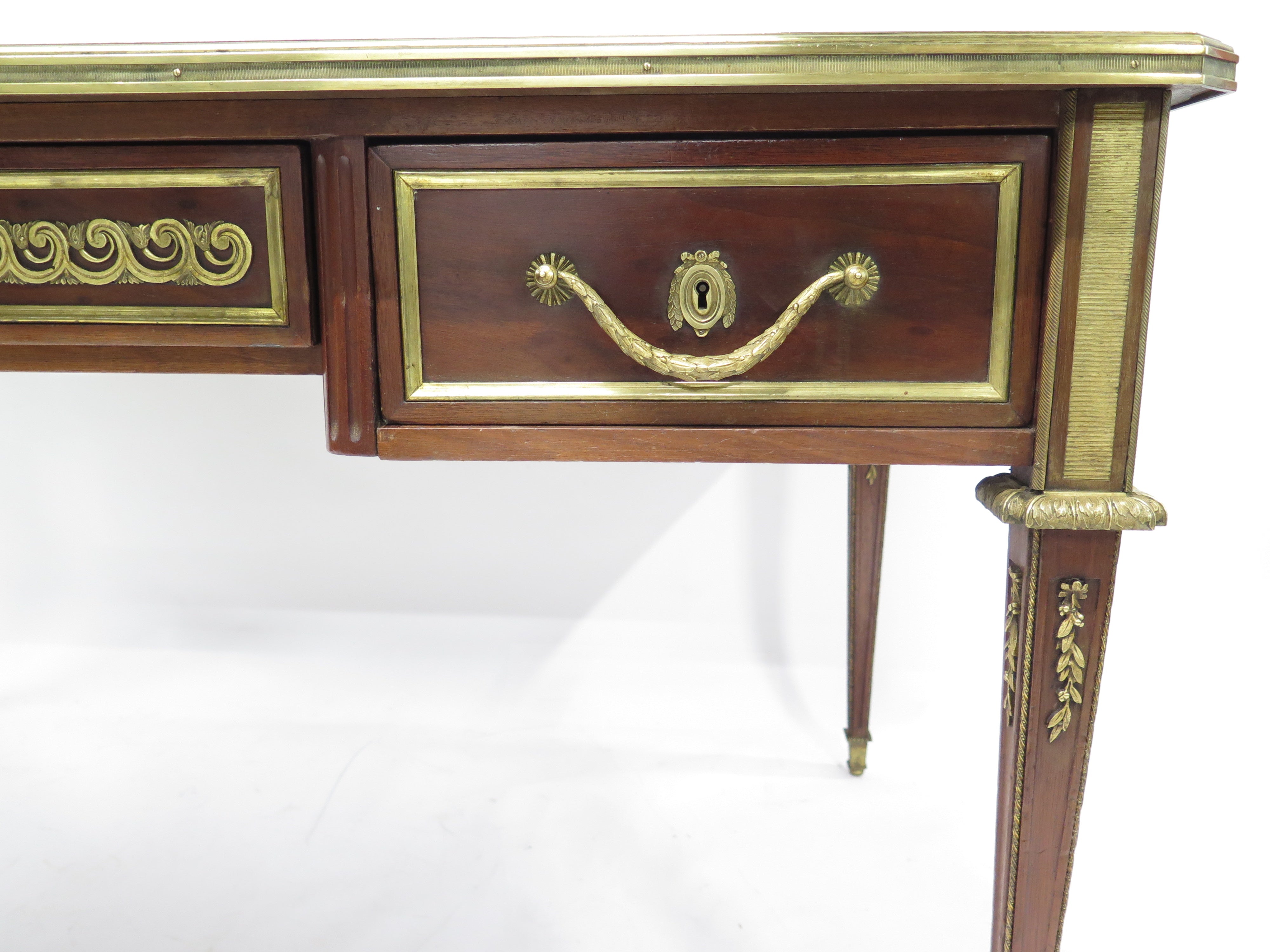 Late 19th Century Louis XVI Style Plum Pudding Mahogany Writing Desk