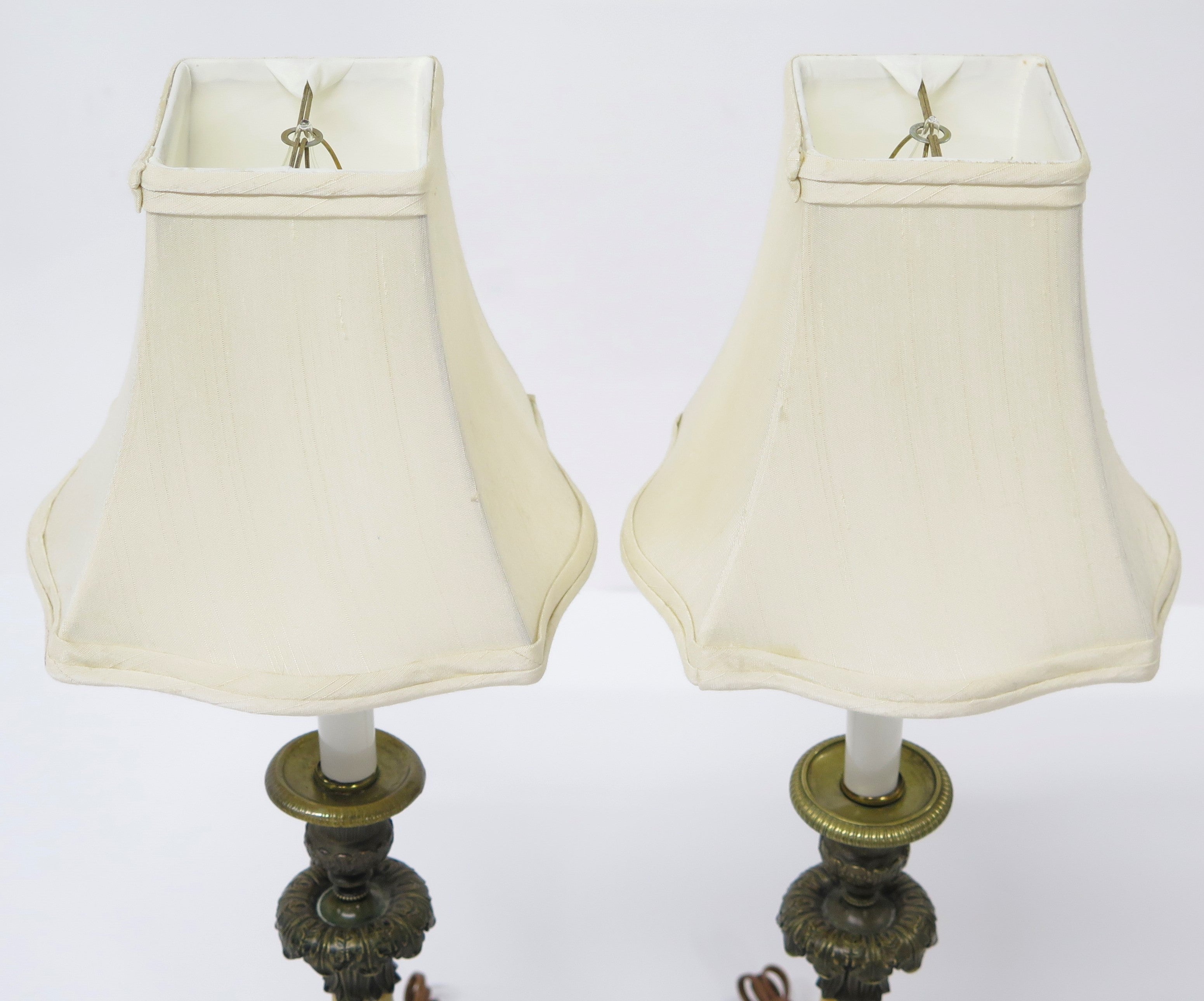 Pair of Charles X Patinated Bronze Lamps