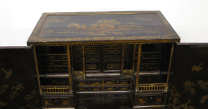 Late 18th Century Rectangular Chinese Export Lacquered Cabinet on Stand
