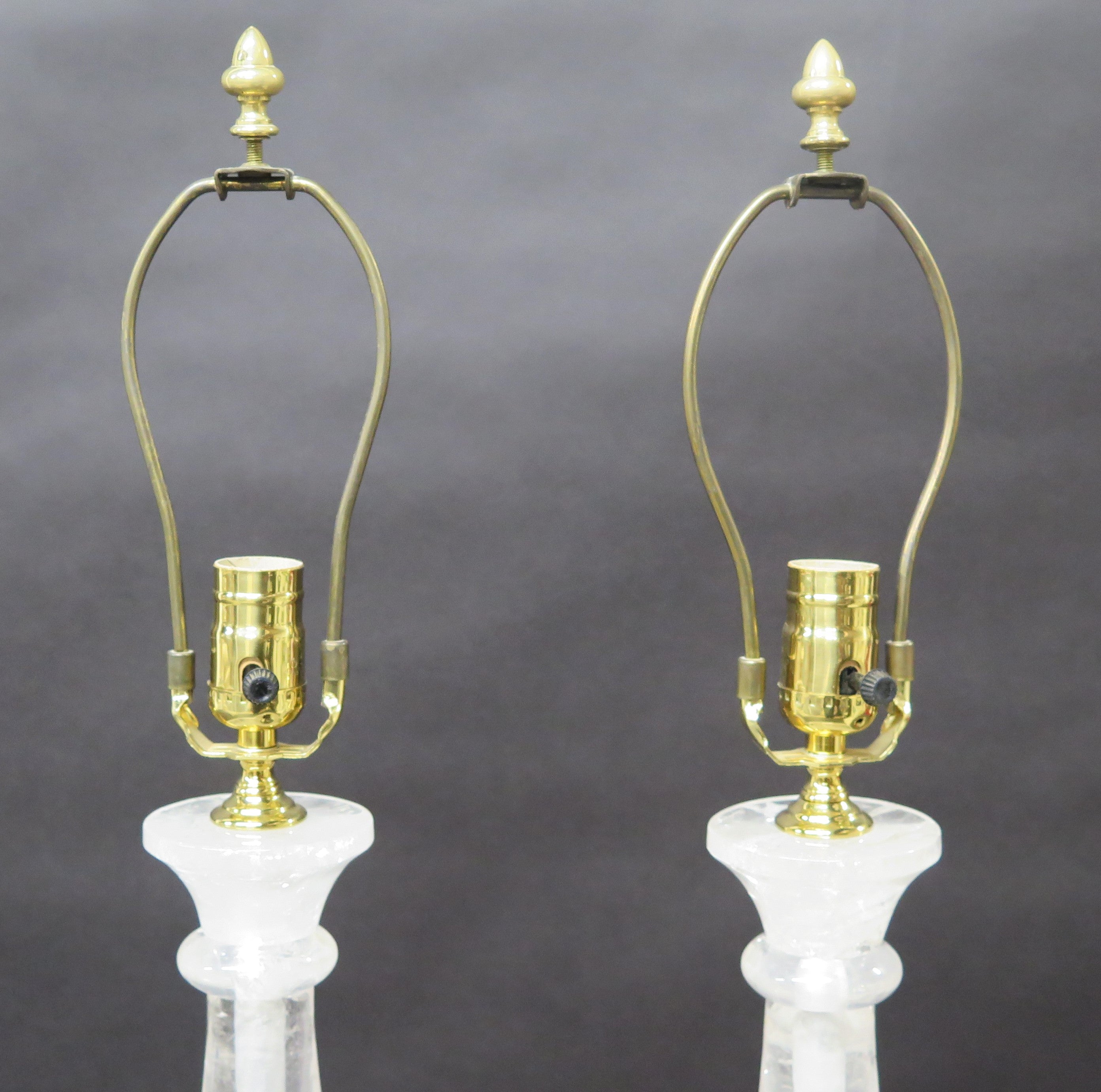 A Pair of Rock Crystal and giltwood Lamps