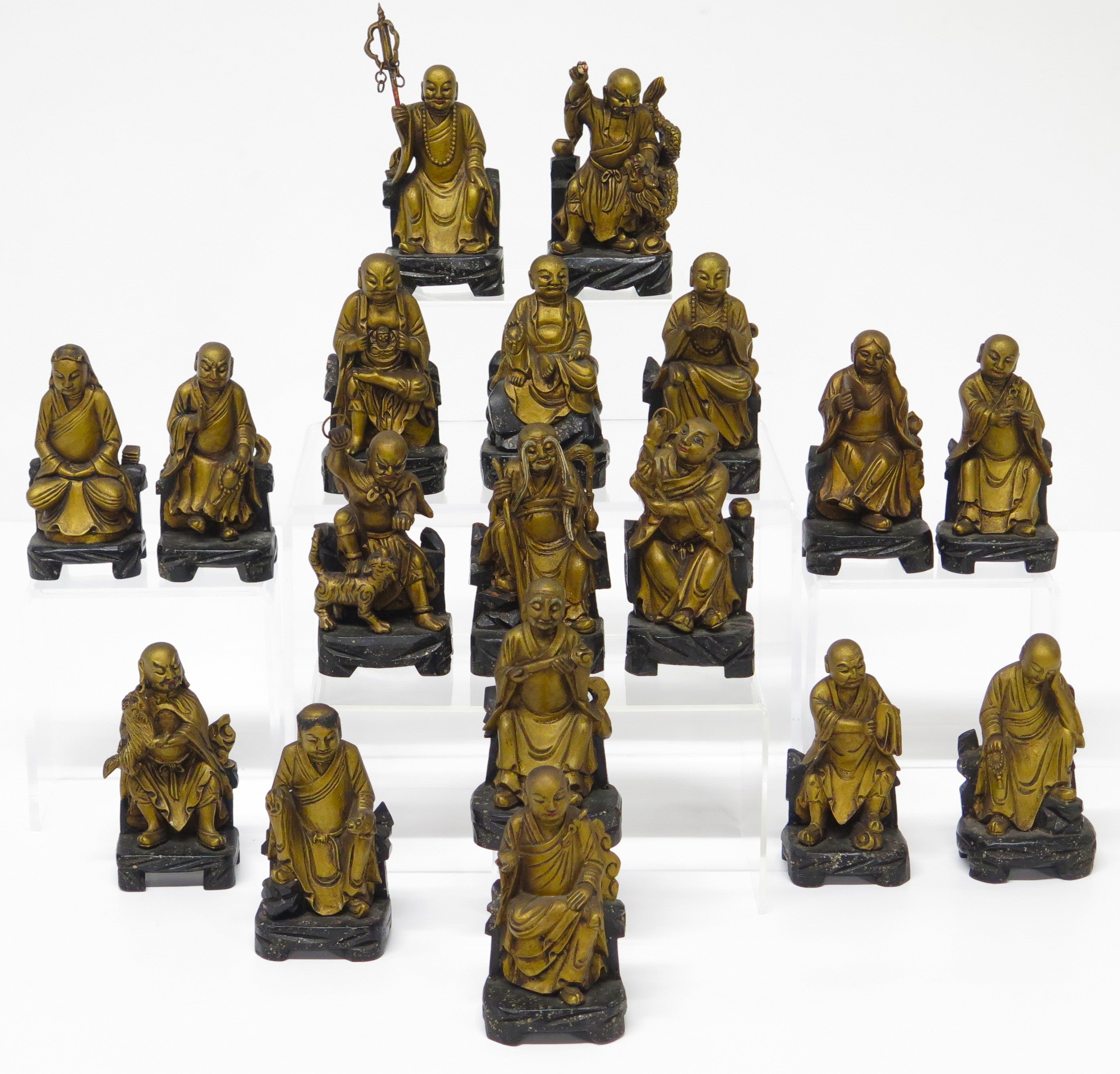 Set of 18 Chinese Giltwood Immortals