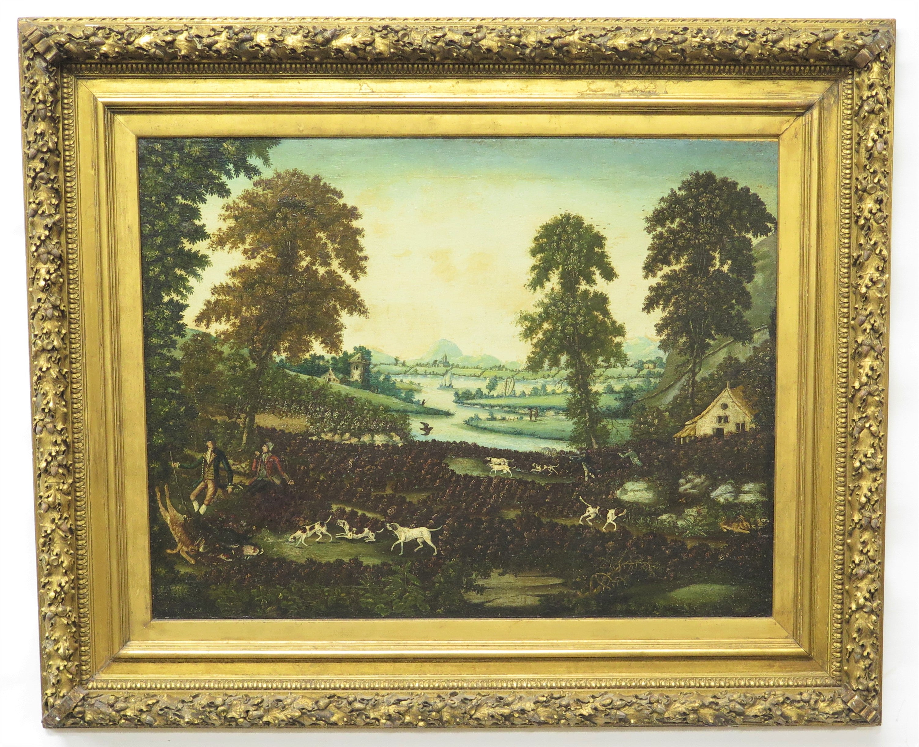 Hunt Scene with Hounds in an English Country Landscape, Circa 1785