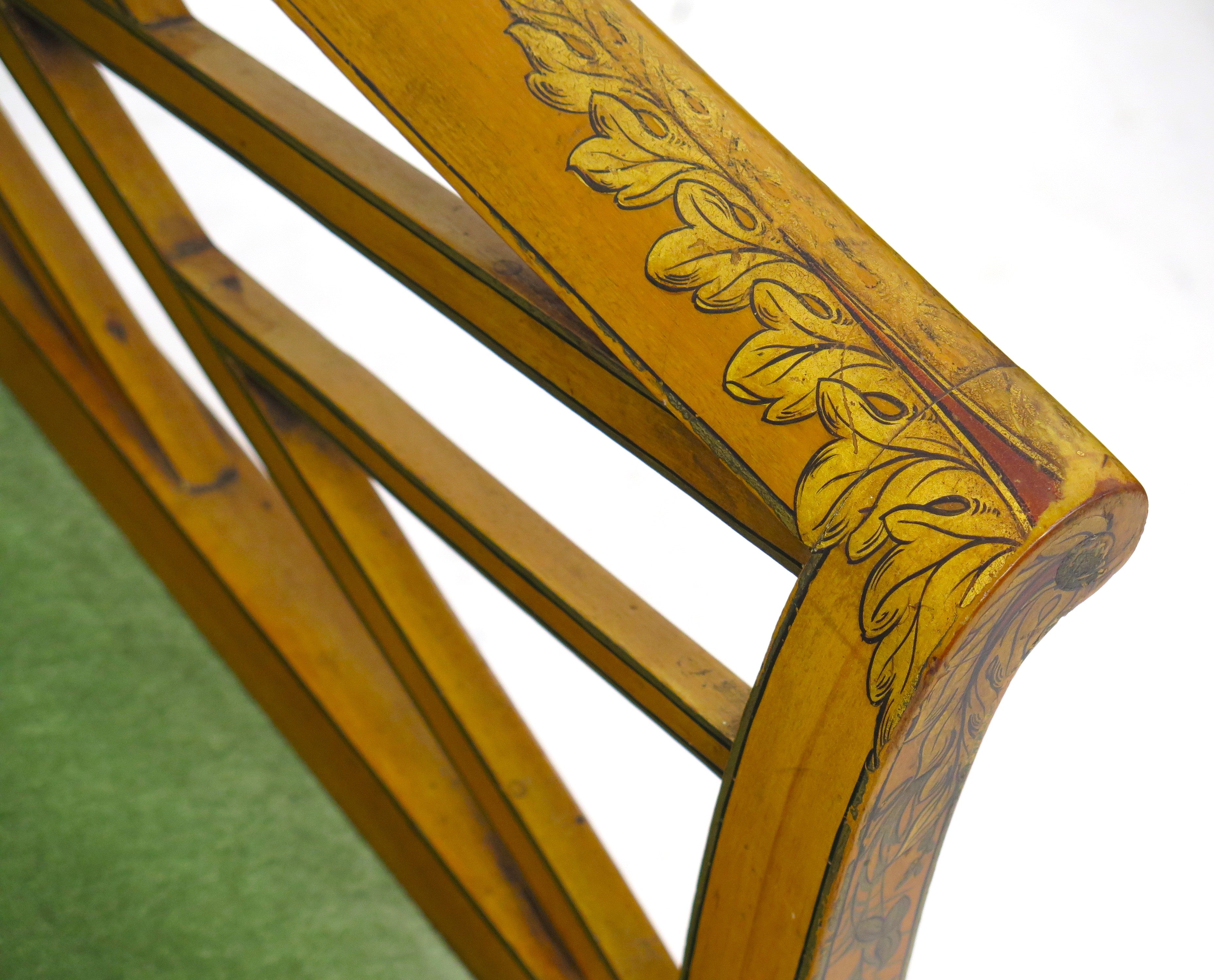 Pair of Satinwood Lounge Chairs in a Chinese-Chippendale-Style