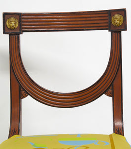 A Set of Ten (10) Elegant Russian Empire-style Dining Chairs of Mahogany with Ebonized Trim / Detail