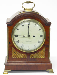 George II Mahogany Arched-Top Bracket Clock by Sly, Weymouth, England