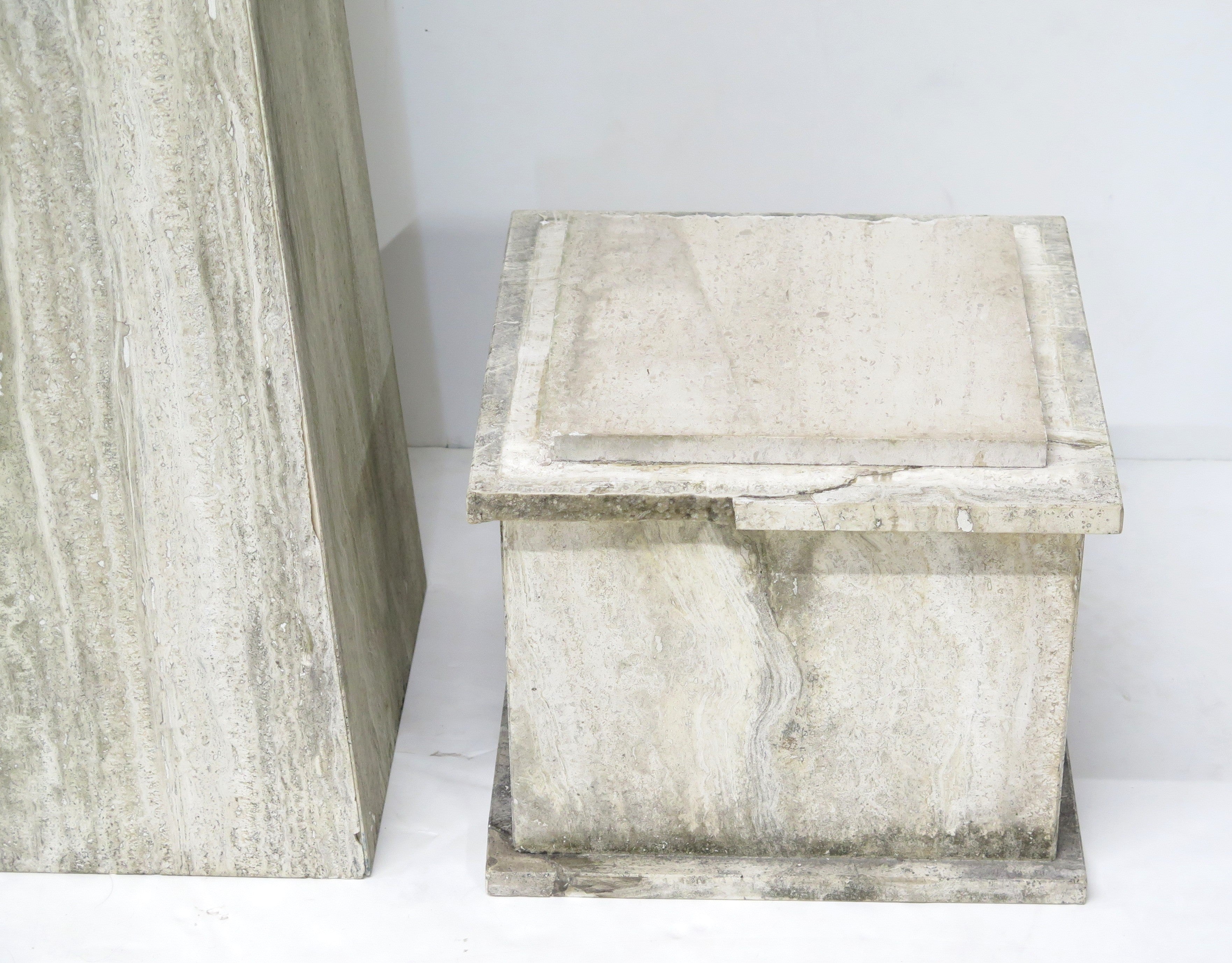 A Pair of Italian Travertine Obelisks