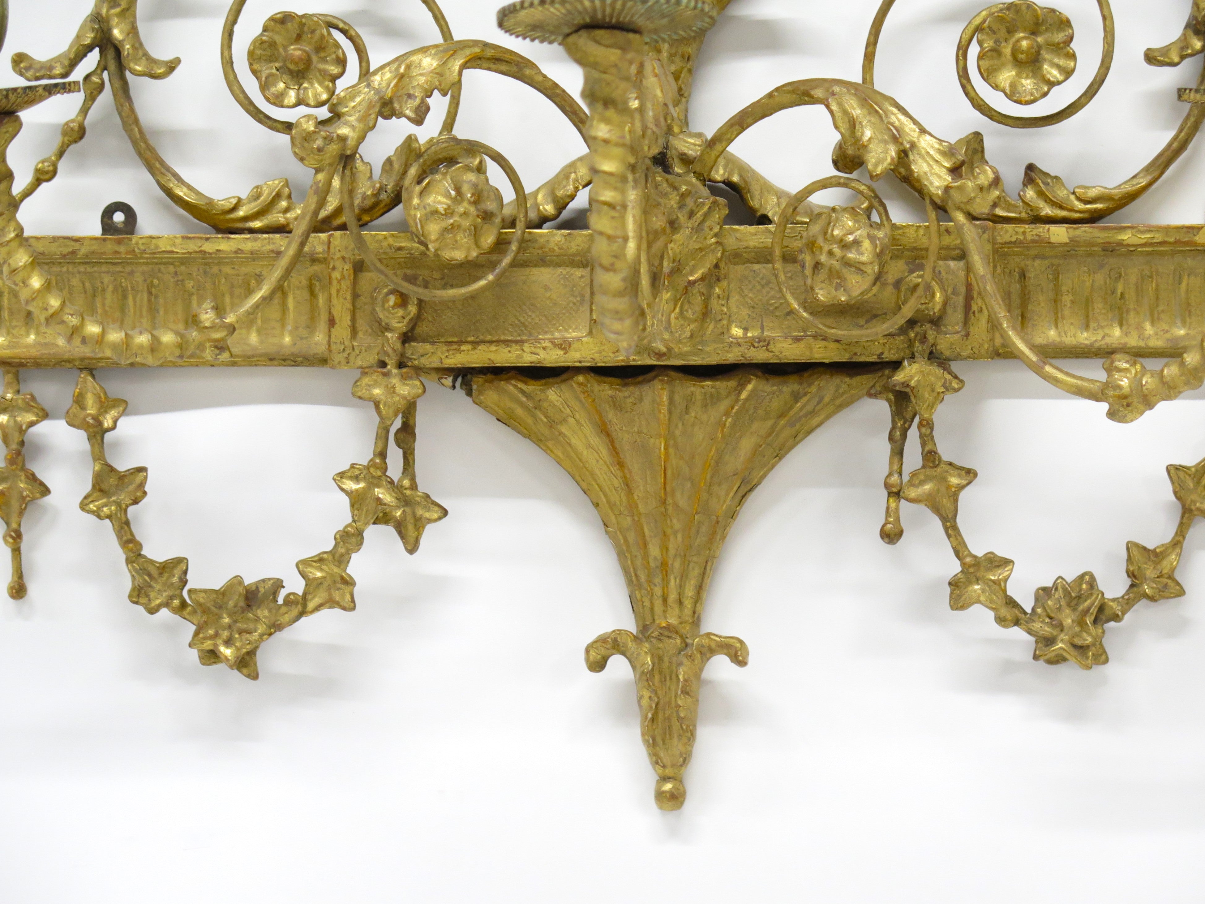 Pair of Georgian Revival Robert Adam-Style 3-Light Girandoles