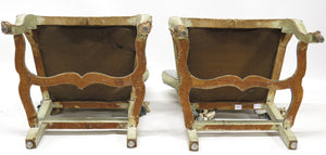 A Pair of 18th Century Paint and Parcel Gilt Italian Side Chairs