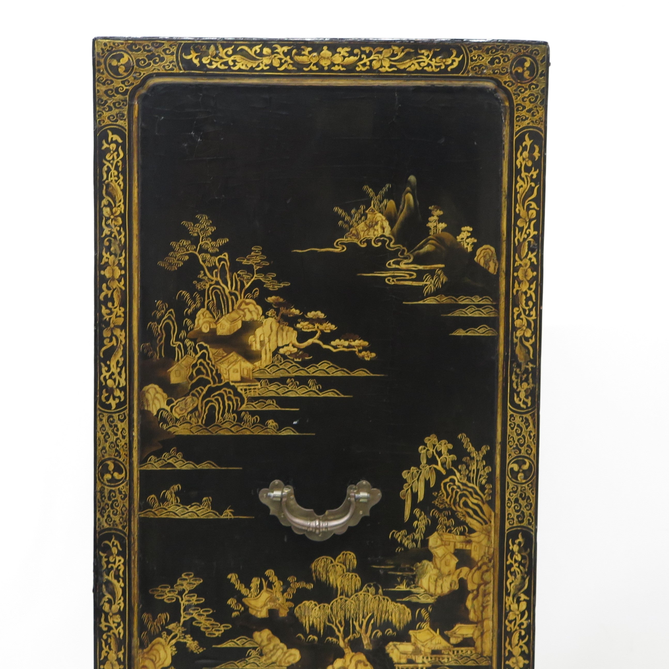Late 18th Century Rectangular Chinese Export Lacquered Cabinet on Stand