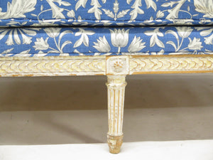 Directoire-Style Sofa with Carved and Painted Frame