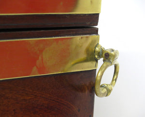 Georgian Mahogany Hexagonal Cellarette with Wide Brass Bands