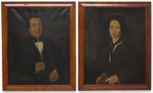 Pair of Victorian Portraits, Male and Female, Irish Ancestral