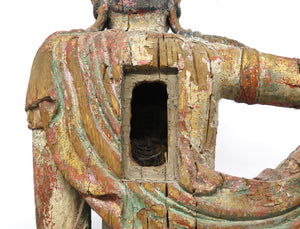 Large Carved Wood Chinese Water-Moon Guanyin