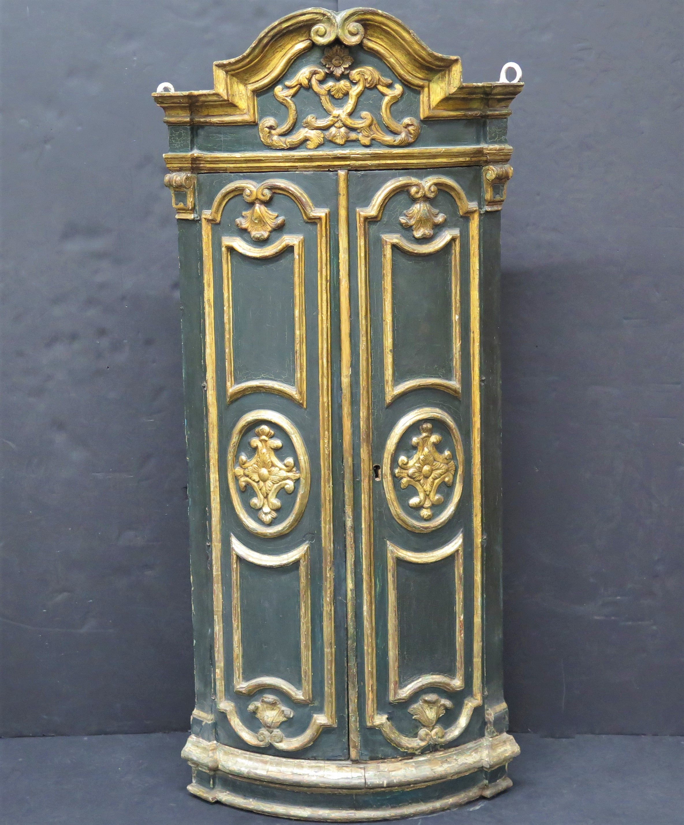 Italian Baroque Painted Corner Cabinet