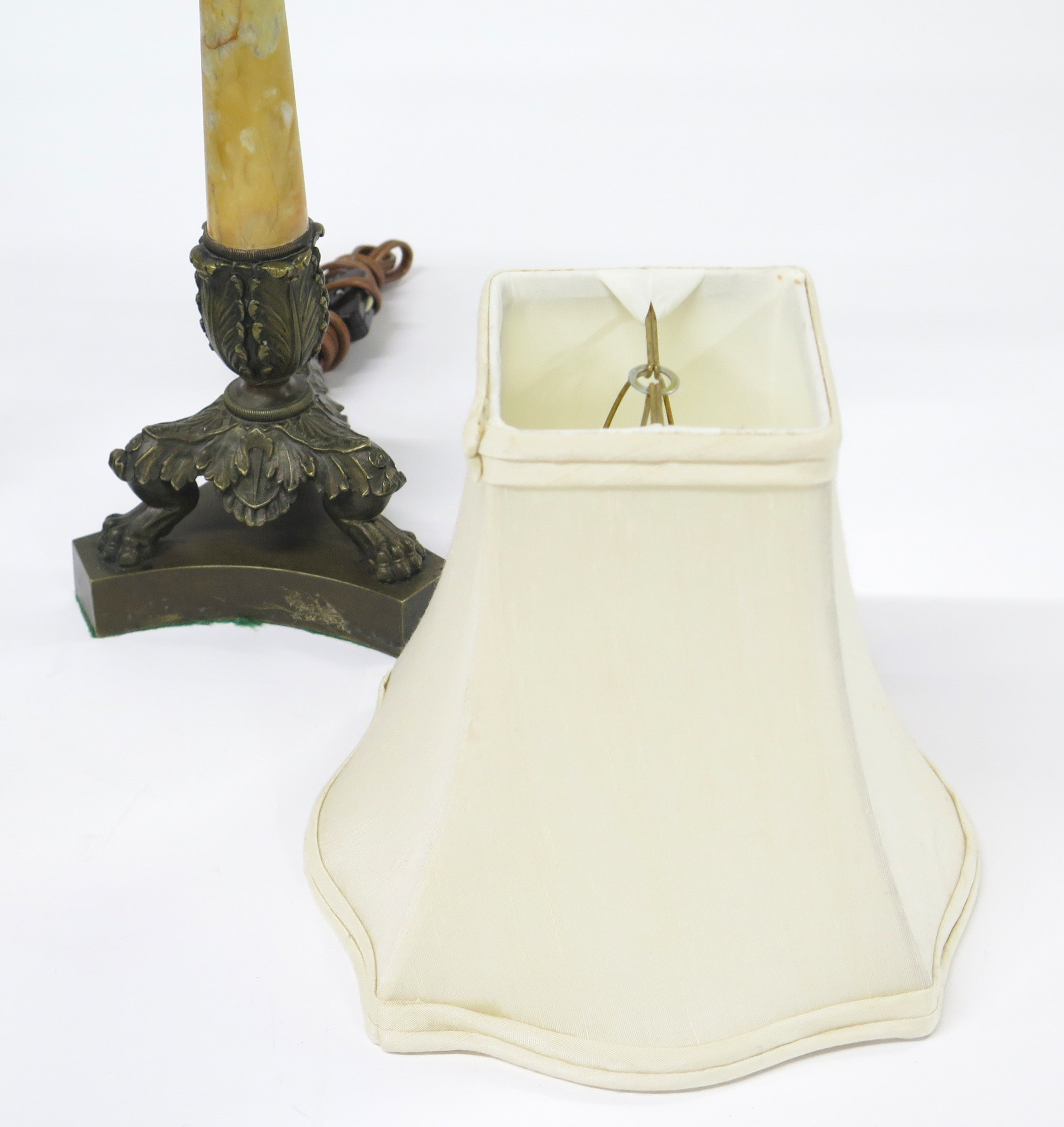 Pair of Charles X Patinated Bronze Lamps