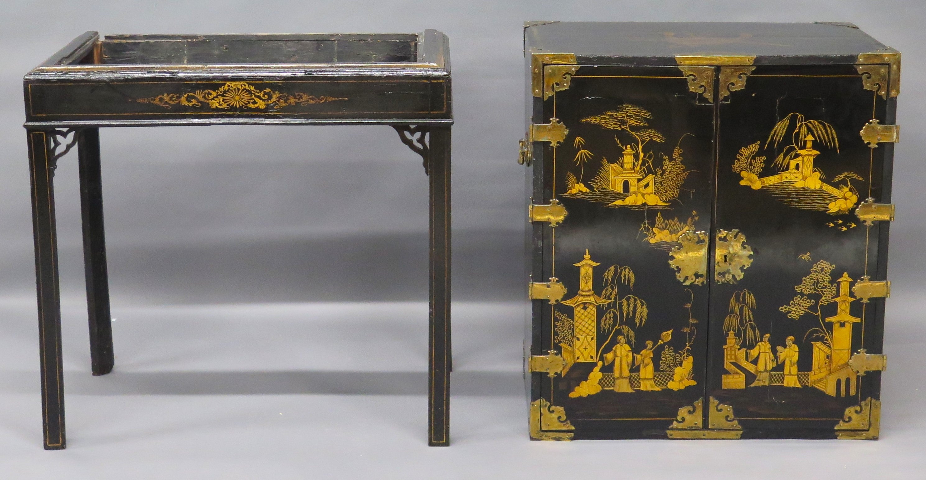 Opulent Chinese Collector's Cabinet on Stand