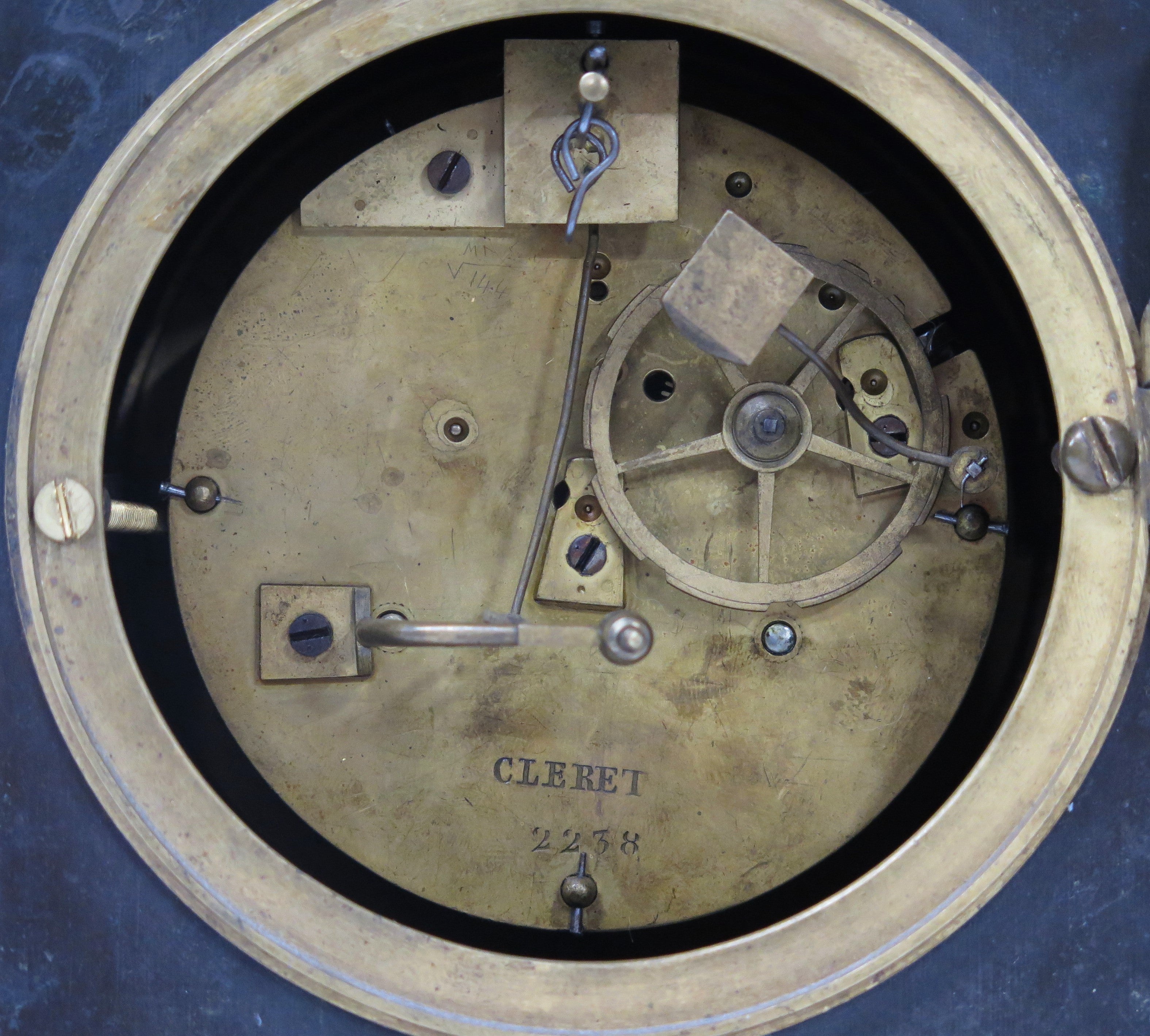 French Empire Patinated and Gilt Bronze Clock by Cleret