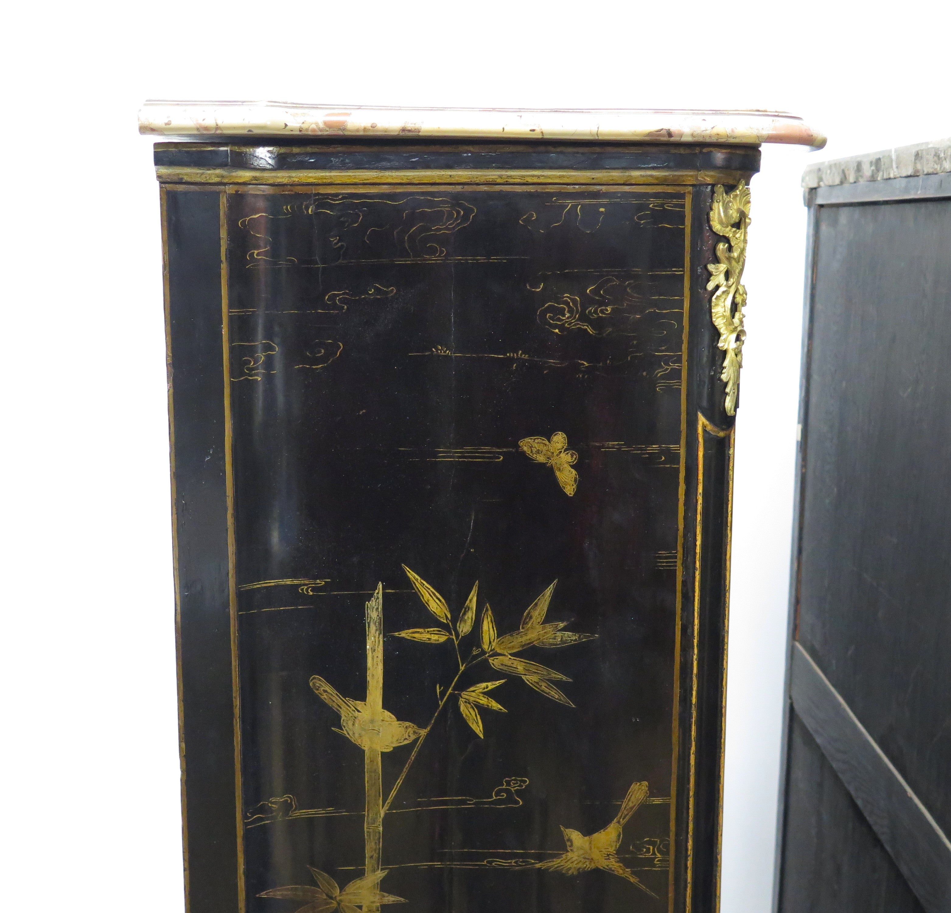 Pair of Louis XV Ormolu-Mounted Black Lacquer Cabinets by Jacques Dubois, Circa 1750