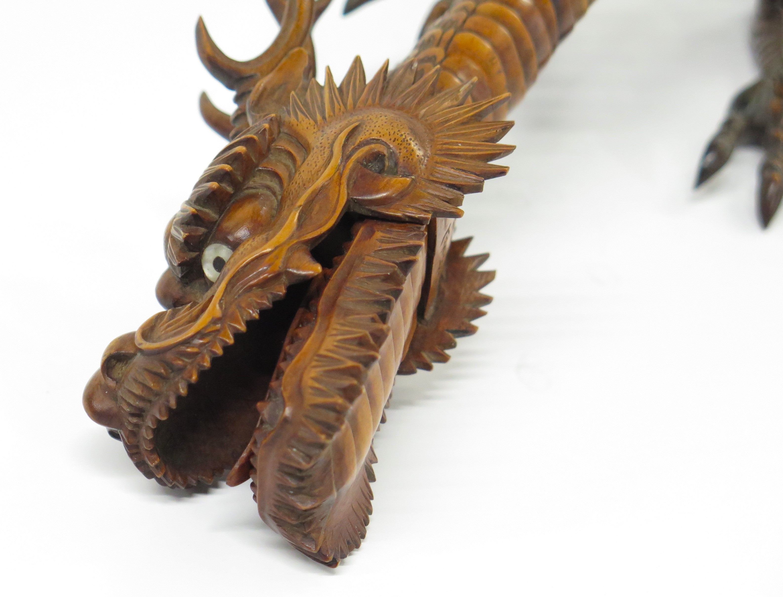 Antique Japanese Carved Boxwood Jizia-Okimono of a Dragon