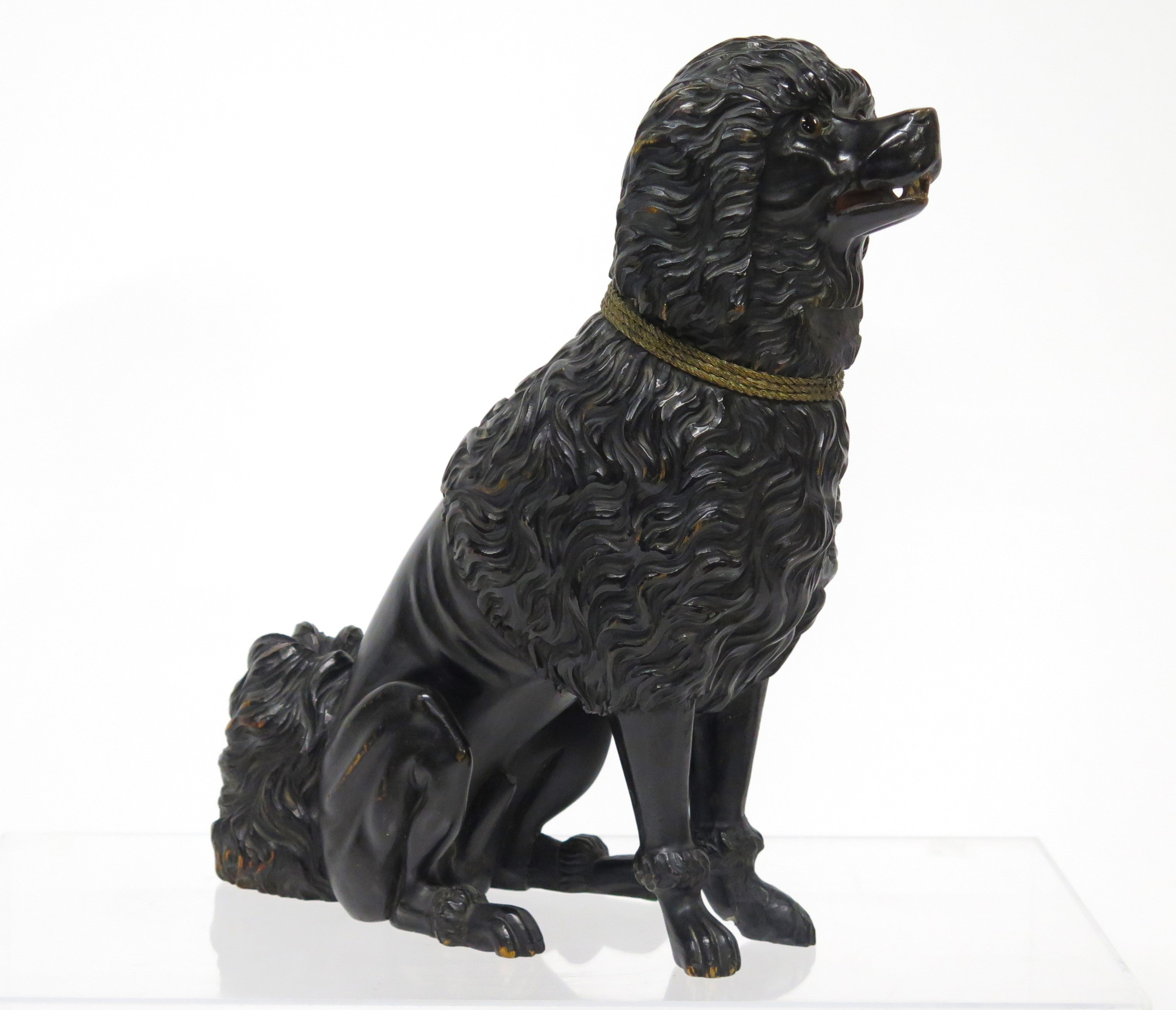 Exceptionally Carved Black Forest Poodle Dog Sculpture