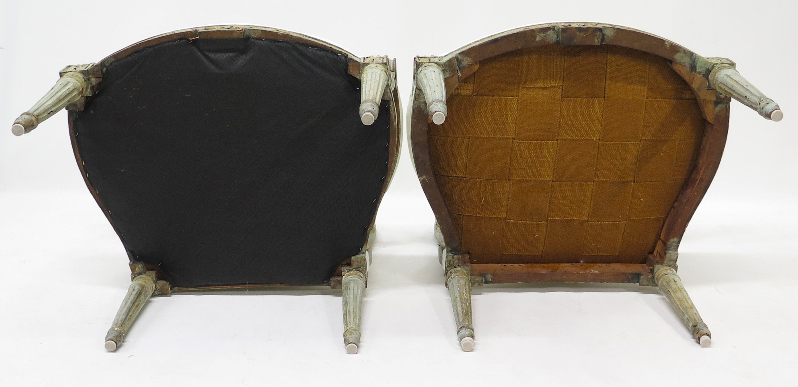 A Pair of 18th Century Paint and Parcel Gilt Italian Arm Chairs