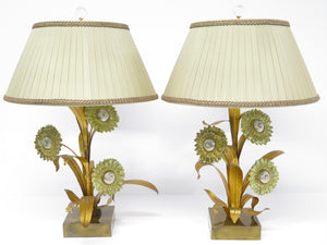 A Pair of Maison Jansen Gilt Metal and Bronze Lamps