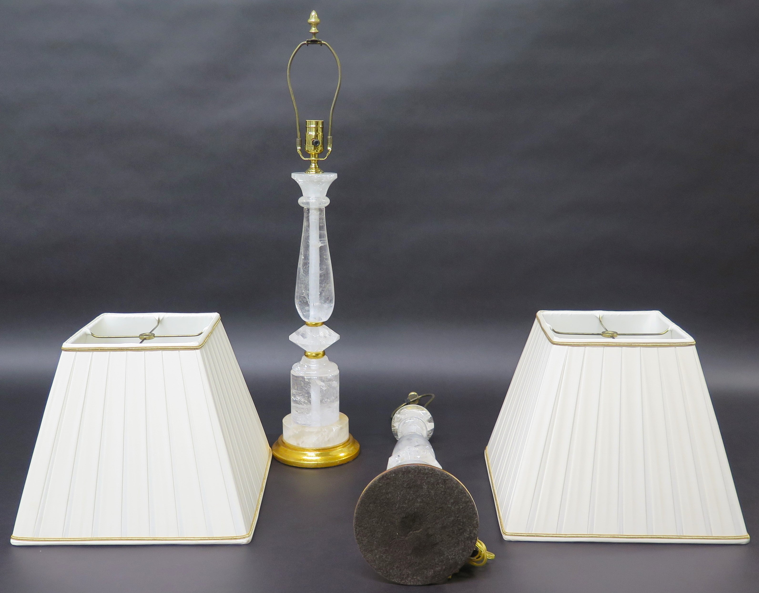 A Pair of Rock Crystal and giltwood Lamps
