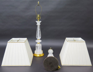 A Pair of Rock Crystal and giltwood Lamps