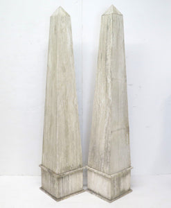 A Pair of Italian Travertine Obelisks