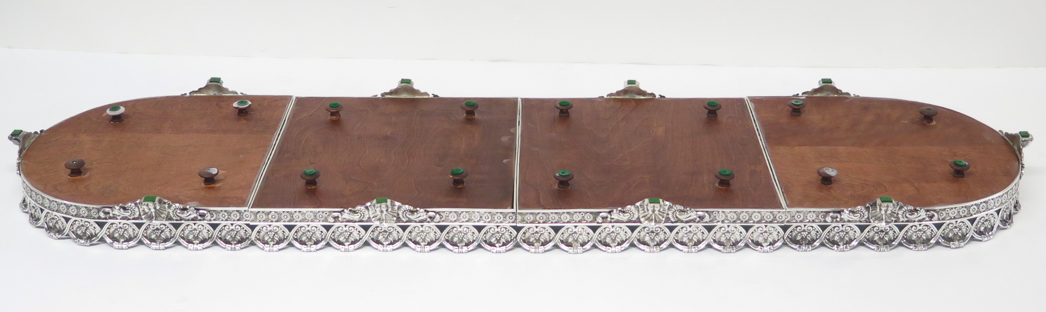 Monunental French Bronze Silver Plated Four Part Mirrored " Surout de Table "