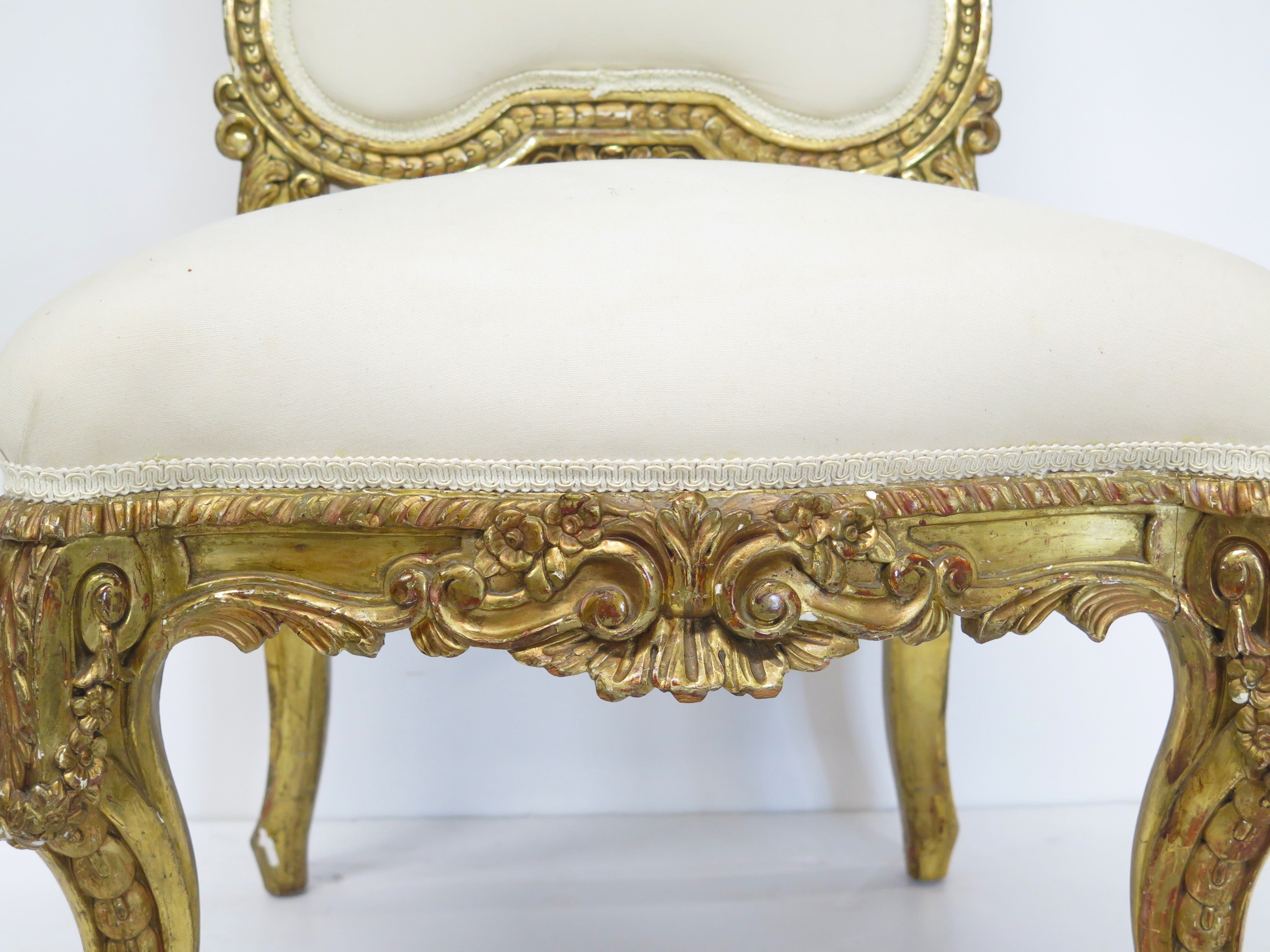 A Set of Six 19th Century Italian Giltwood Chairs