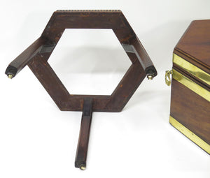 Georgian Mahogany Hexagonal Cellarette with Wide Brass Bands