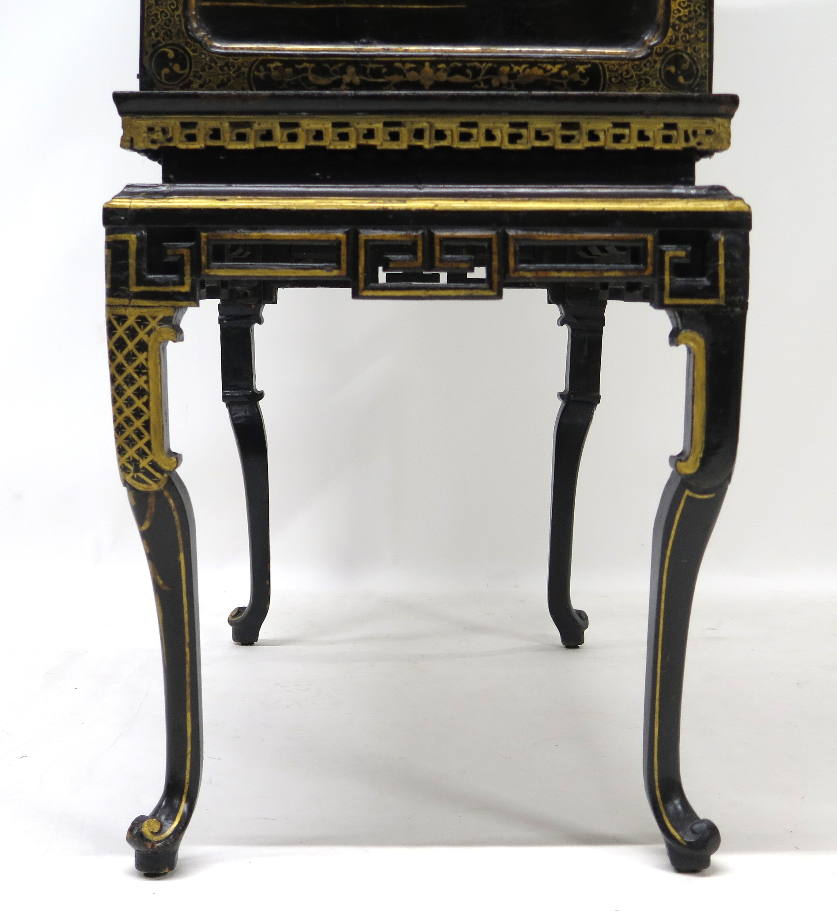 Late 18th Century Rectangular Chinese Export Lacquered Cabinet on Stand