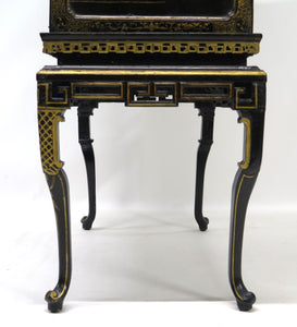 Late 18th Century Rectangular Chinese Export Lacquered Cabinet on Stand