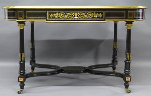 Napoleon III Center Table with Bone, Mother of Pearl, and Brass Inlay