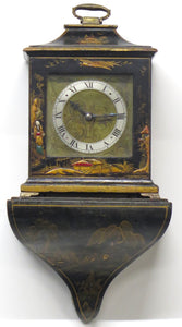 A Charming French Black Lacquer Chinoisorie Japanned Bracket Clock