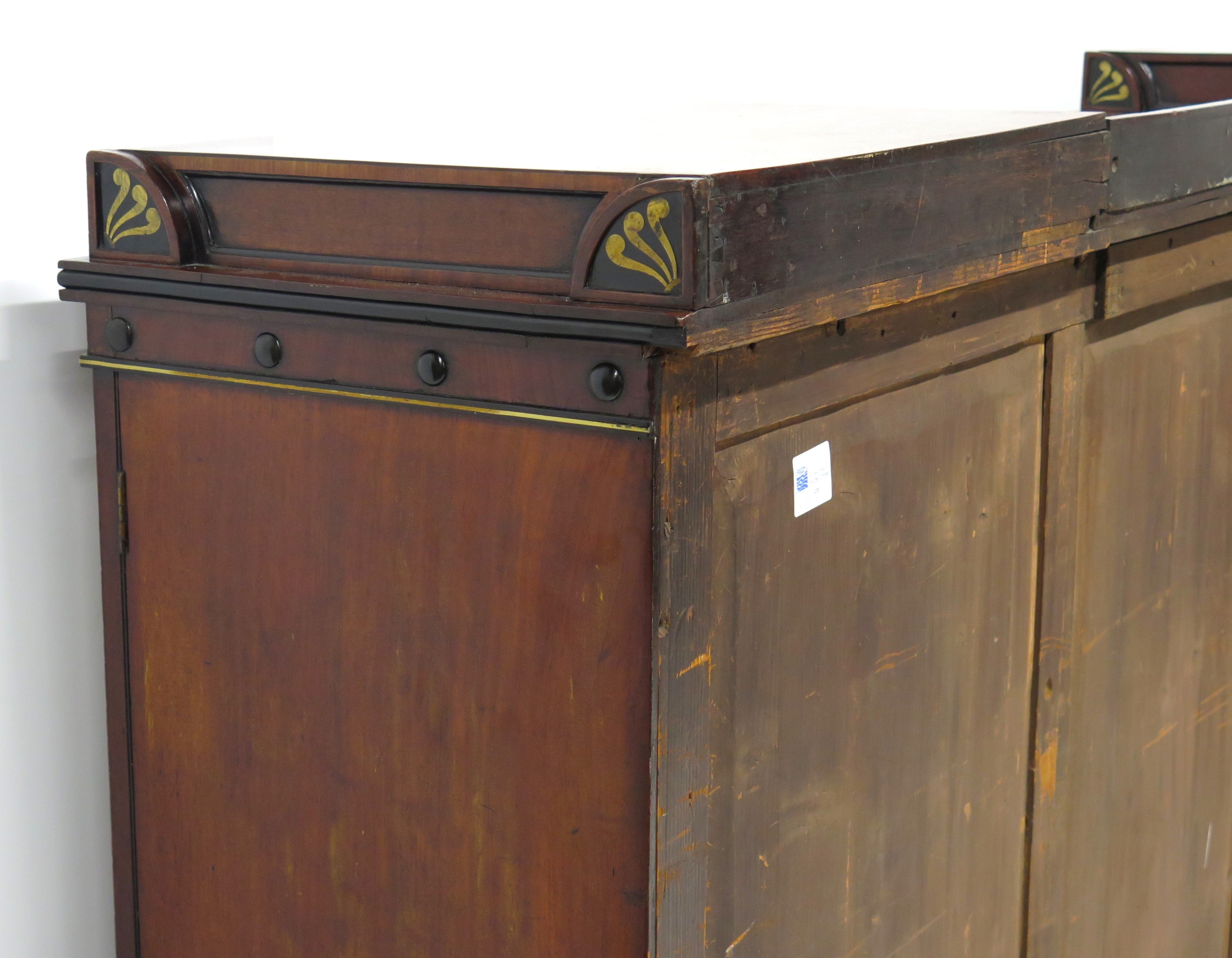 English Regency Brass Inlaid Mahogany and Ebony Cabinet