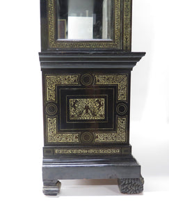 North Italian Ebonized Marquetry Inlaid Vitrine Cabinet Illuminated