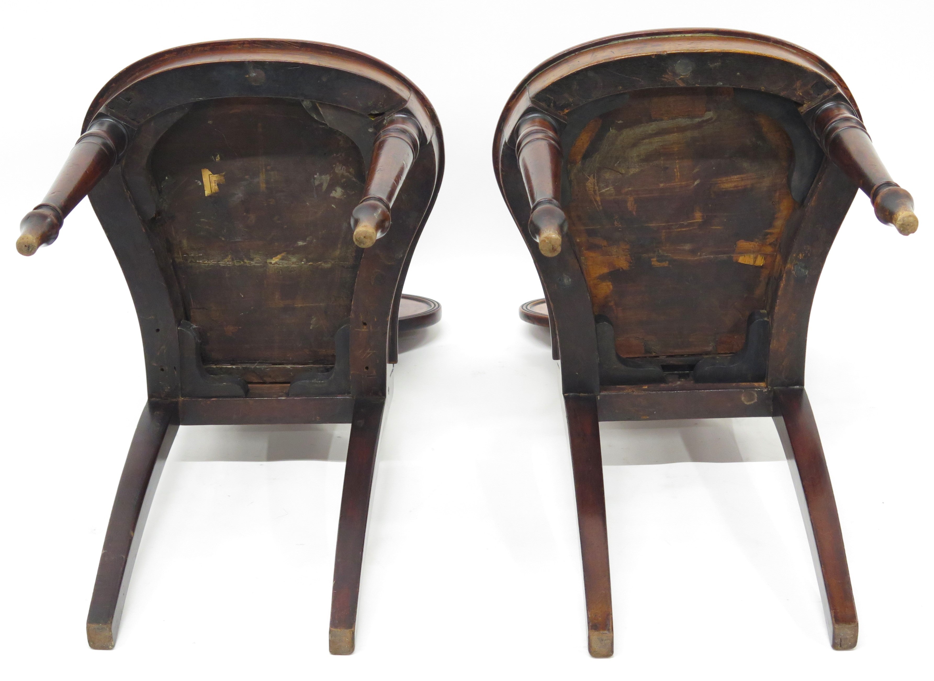 A Pair of English Regency Mahogany Hall Chairs