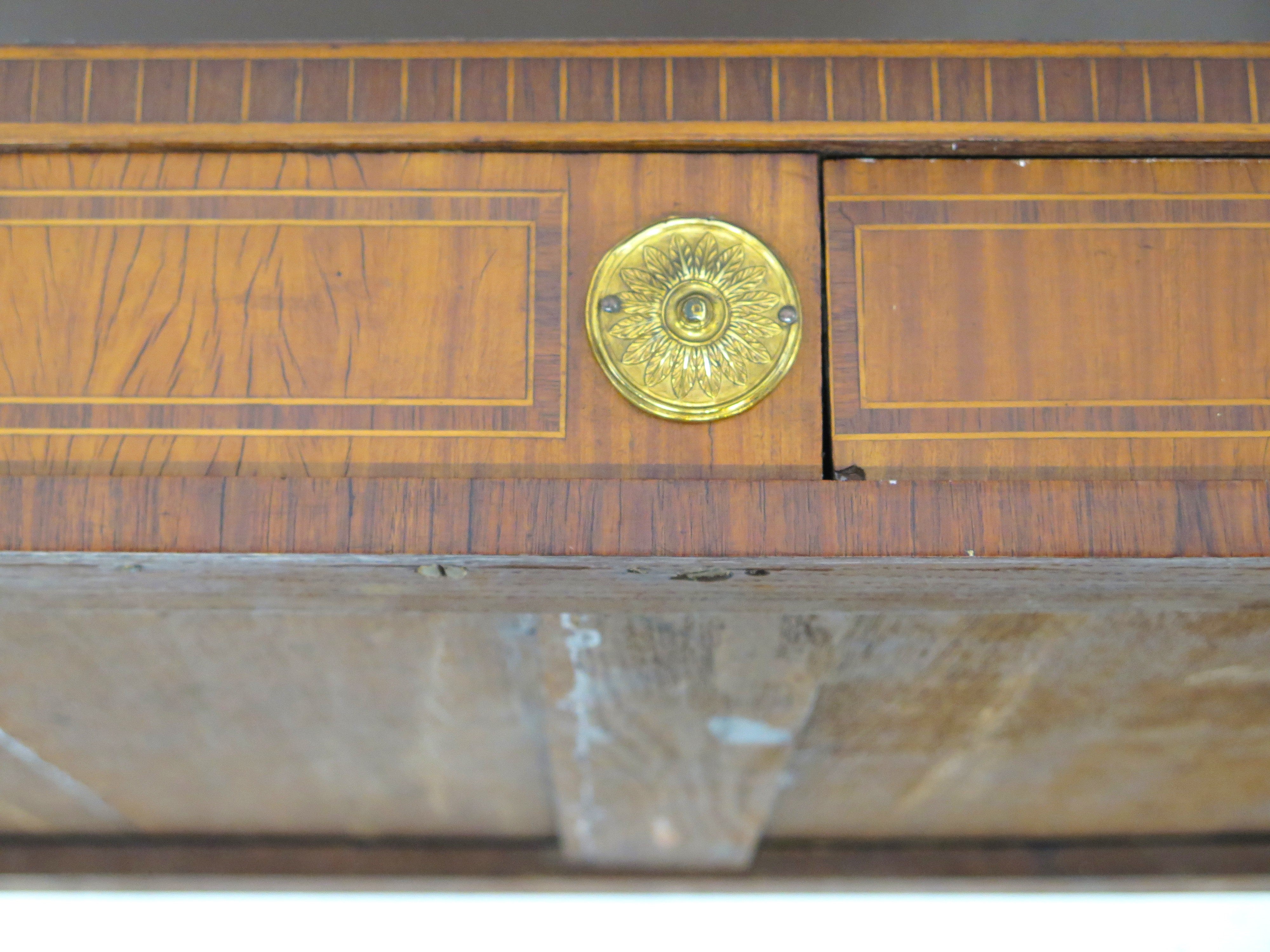 A Late 18th / Early 19th Century Dutch Marquetry Inlaid Veneered Silver Table