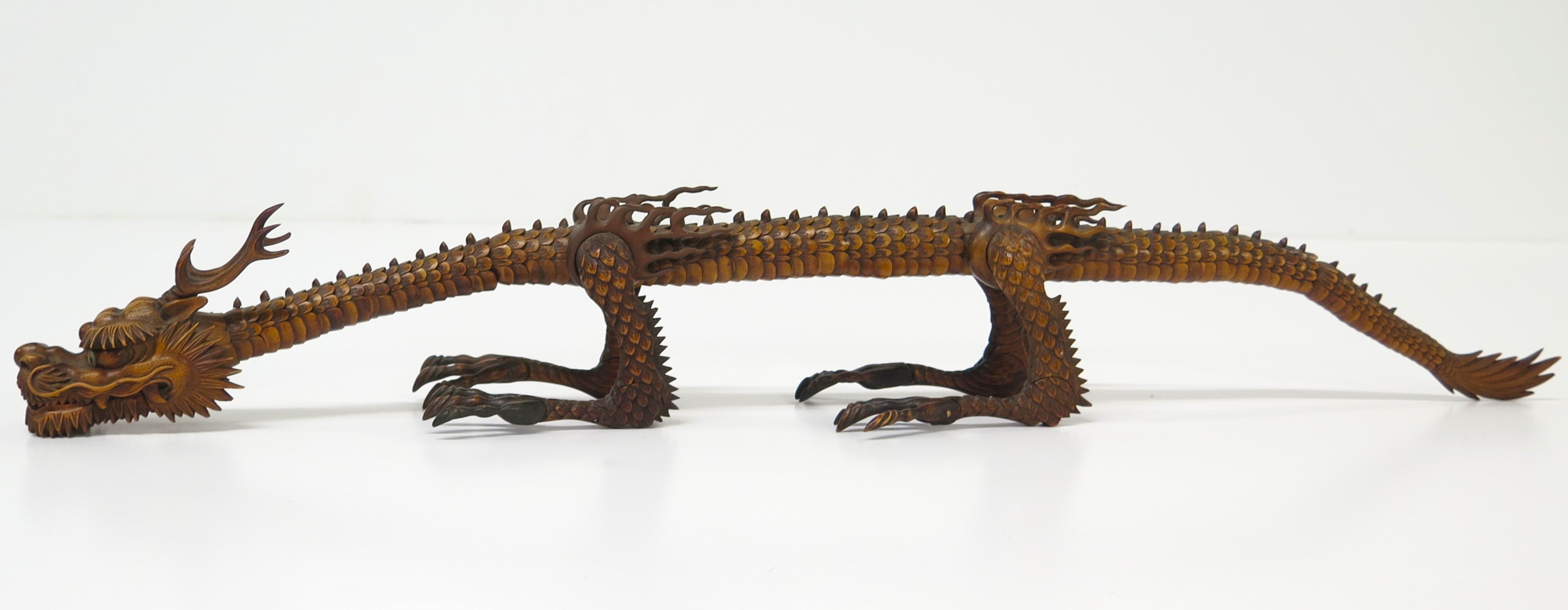 Antique Japanese Carved Boxwood Jizia-Okimono of a Dragon