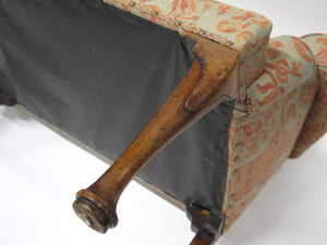 Period George II Settee Covered in Fortuny Carnavelet 5205