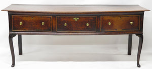 Queen Anne Style English Oak Three Drawers Serving Sideboard