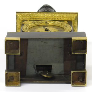 French Empire Patinated and Gilt Bronze Clock by Cleret
