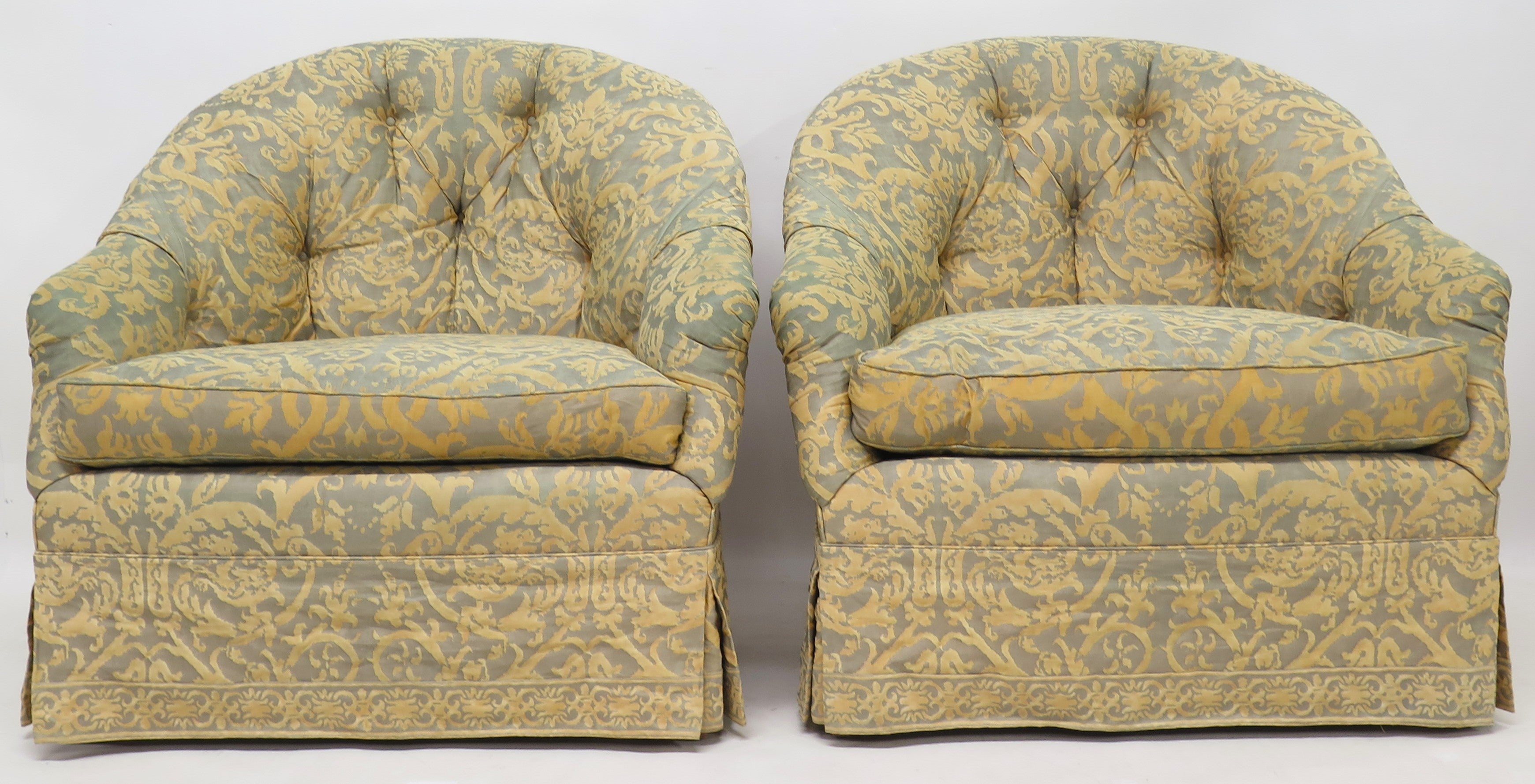 Vintage Fortuny Covered English Tub Chairs