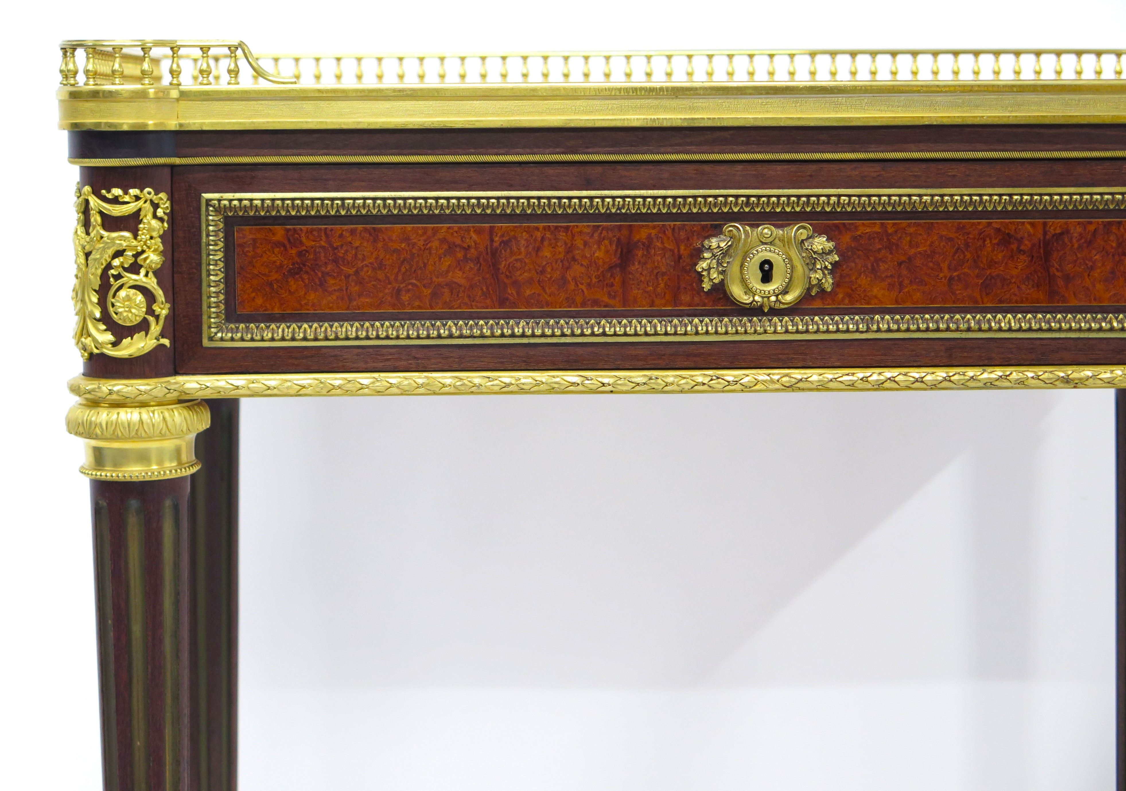 A Very Fine French 19th Century Ormolu-mounted Mahogany and kingwood Table à écrire ( Writing Table ) in the Louis XVI Style