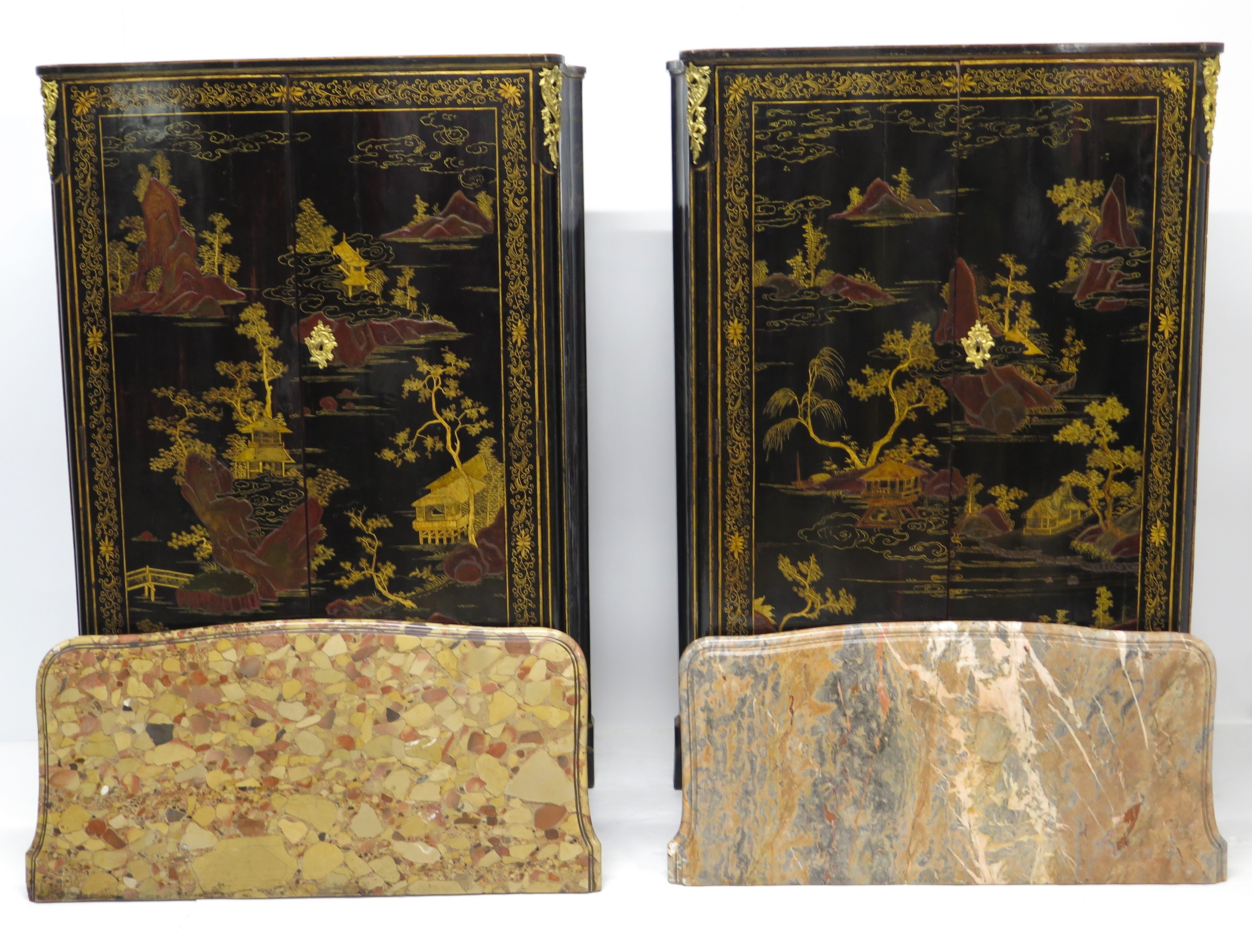 Pair of Louis XV Ormolu-Mounted Black Lacquer Cabinets by Jacques Dubois, Circa 1750