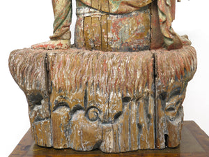 Large Carved Wood Chinese Water-Moon Guanyin